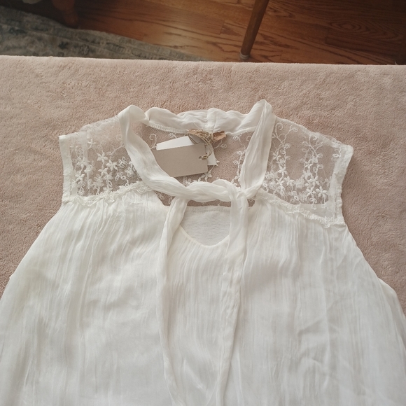 CARLA CONTI SLEEVELESS SILK CHIFFON CAMISOLE NWT WHITE SIZE MEDIUM - Picture 11 of 15